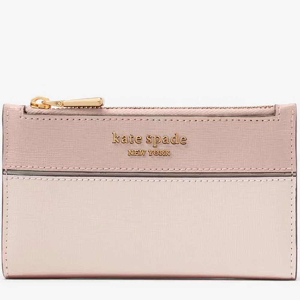 Kate Spade Pink Wallet Minimalist Design Saffiano Texture
